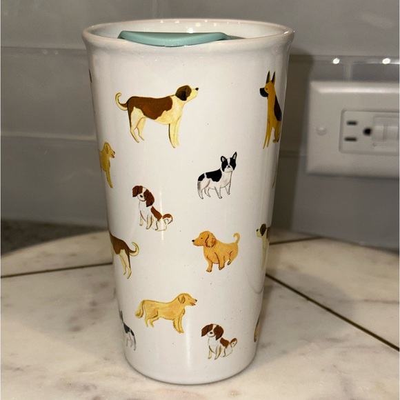 NWT Sunday Mornings I JUST WANT ALL THE DOGS 18 Oz Ceramic Travel Mug & Lid - Picture 5 of 11